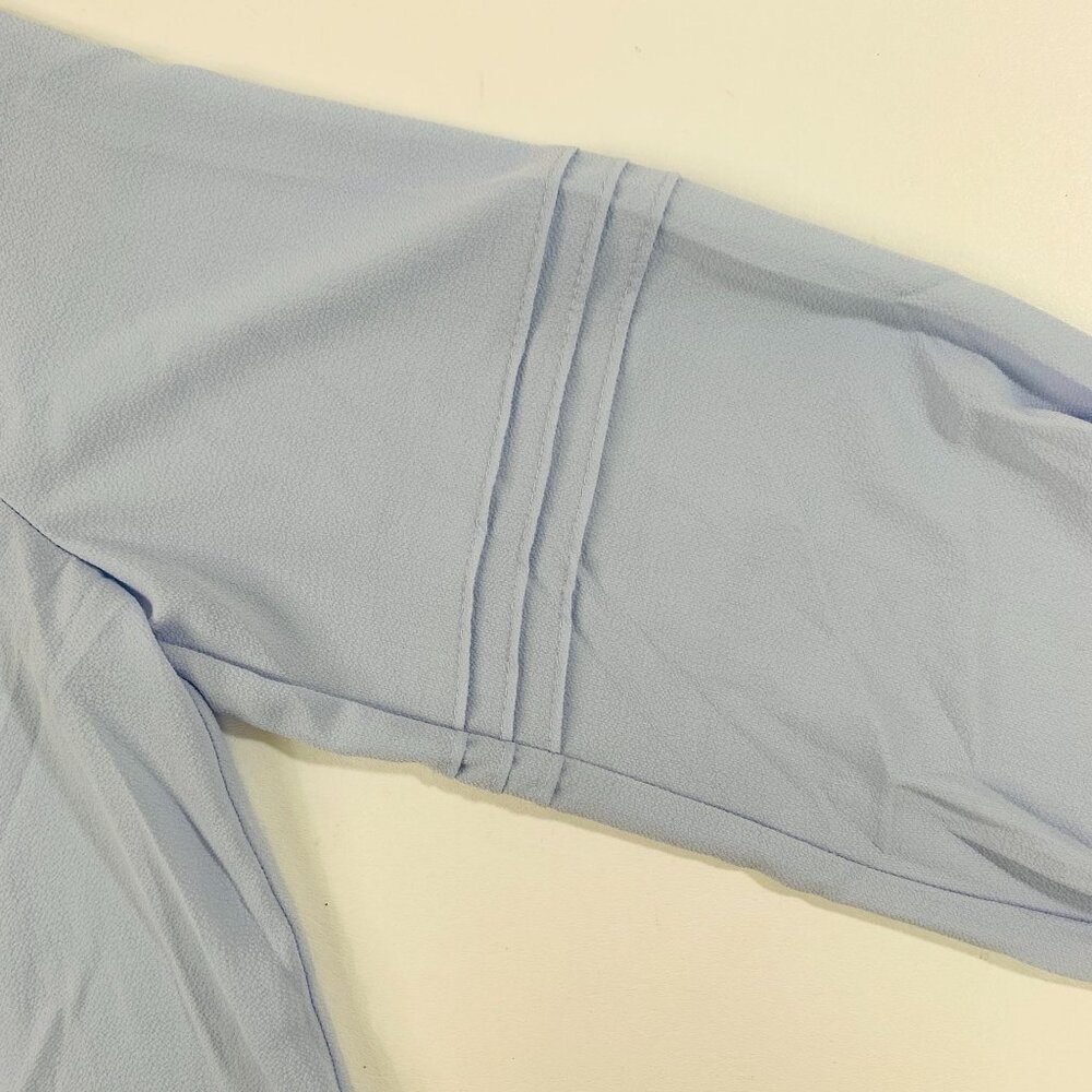 Social Standard by Sanctuary Women's Top L Long Sleeve Peasant Shirt Blue - Picture 11 of 12